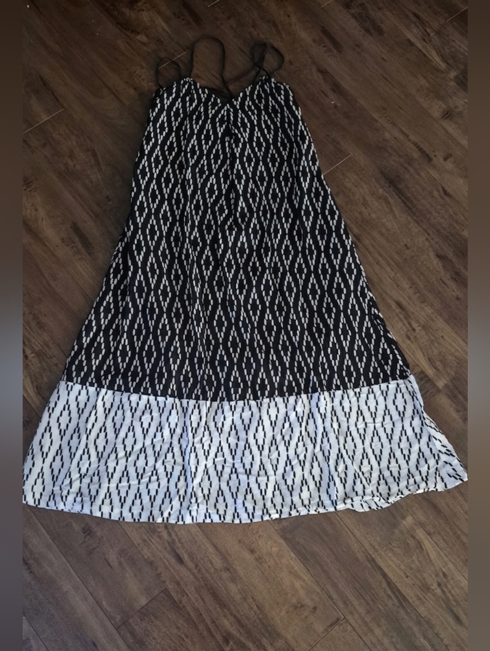 Banana Republic Petite 2P Black White Midi Dress Lined Strappy Back Flowy Summer - Picture 4 of 6